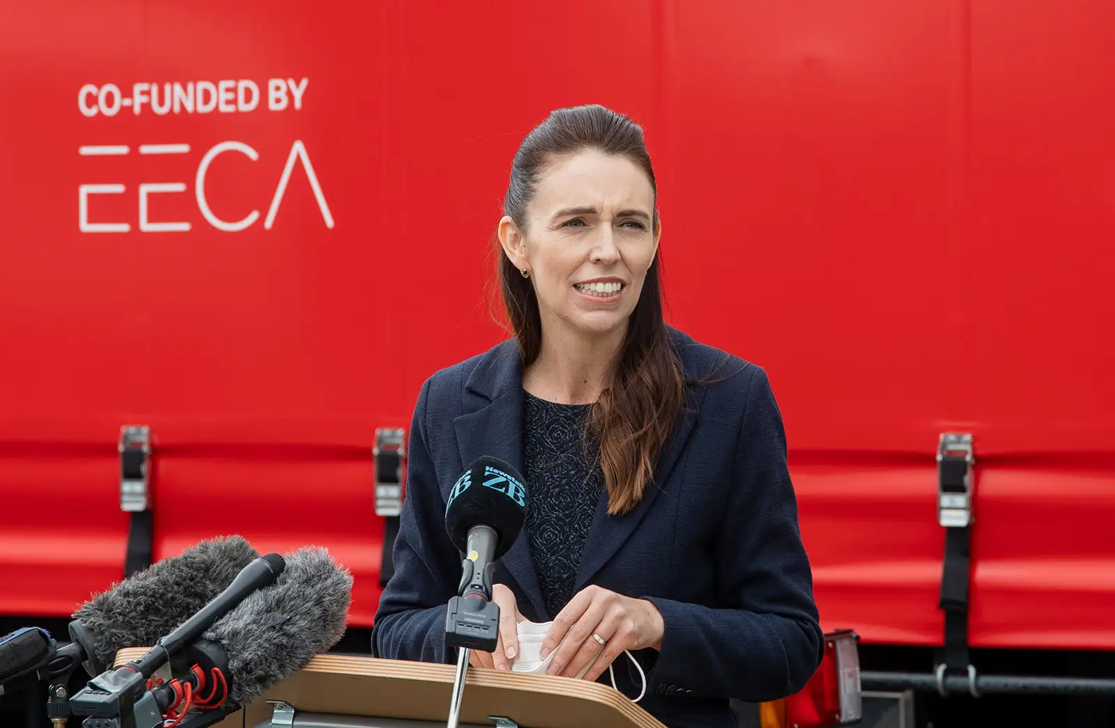 Prime Minister Jacinda Ardern speaks at the LETF announcement in Christchurch..